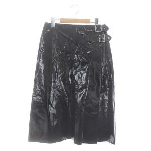 22AW ビニールエフェクト スカート フレア ミモレ丈 ロング 42 黒 ブラック 669706