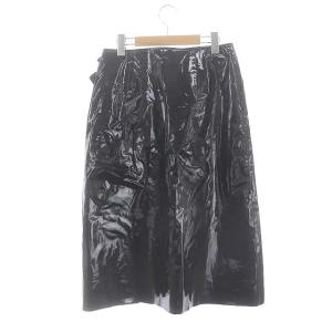 GUCCI 22AW ビニールエフェクト スカート フレア ミモレ丈 ロング 42 黒 ブラック 669706