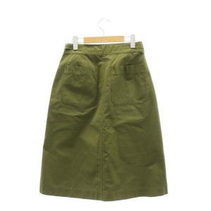 MHL. コットン 台形スカート ロング タック 1 カーキ