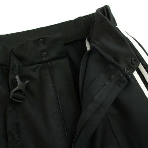 adidas マウジー MOUSSY サイドライントラックパンツ イージーパンツ ジップフライ ベルト ロゴ刺繍 S 黒 ブラック 白 ホワイト