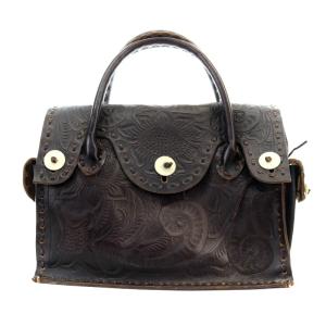 トートバッグ レザー カッティング 茶 ブラウン