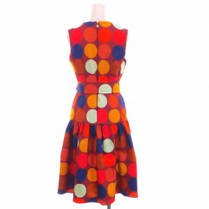 kate spade new york Dot Party Julia Dress ワンピース ひざ丈 ノースリーブ バックファスナー 総柄 ベルト付き 2 L マルチカラー