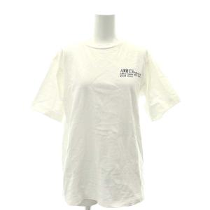 Americana Tシャツ カットソー 半袖 バックプリント クルーネック 白 黒 ホワイト ブラック