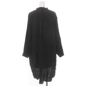 suzukitakayuki リネン スタンドカラー ロングシャツ チュニック丈 長袖 バンドカラー 1 黒 ブラック