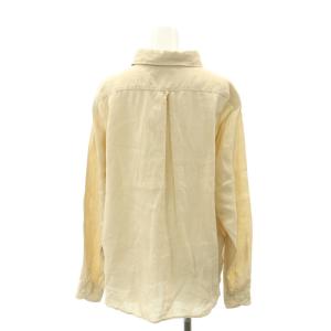 DANTON リネンクロス丸襟プルオーバーシャツ カジュアル 長袖 スタンドカラー 36 S ベージュ