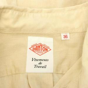 DANTON リネンクロス丸襟プルオーバーシャツ カジュアル 長袖 スタンドカラー 36 S ベージュ