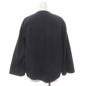 DANTON HIGH COUNT DUCK JACKET ノーカラージャケット 薄手 34 XS 紺 ネイビー