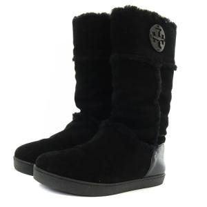 TORY BURCH ムートンボアブーツ ロング 切替 24cm 黒 ブラック
