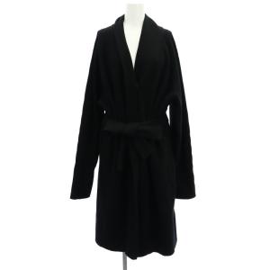 W CH3 KNIT LONG CARDIGAN カーディガン 長袖 フロントボタン ベルト付き ウール XS 黒 ブラック