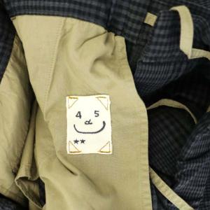 45rpm ダブルクロスストレッチのイージースラックス パンツ テーパード チェック 2 チャコールグレー