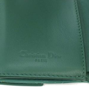 Christian Dior Lady Dior ロータスウォレットカナージュ 三つ折り パテントレザー グリーン