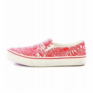 HYSTERIC GLAMOUR YANKEE GIRL スリッポン シューズ 総柄 ロゴ キャンバス 26.0cm 赤 レッド 白 ホワイト 01211QS02