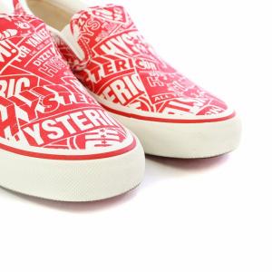 HYSTERIC GLAMOUR YANKEE GIRL スリッポン シューズ 総柄 ロゴ キャンバス 26.0cm 赤 レッド 白 ホワイト 01211QS02
