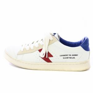 SYMBOL LOGO ローカットスニーカー シューズ レザー 26.0cm 白 ホワイト 赤 レッド 青 ブルー 02201QS01
