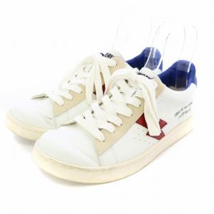 HYSTERIC GLAMOUR SYMBOL LOGO ローカットスニーカー シューズ レザー 26.0cm 白 ホワイト 赤 レッド 青 ブルー 02201QS01