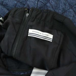 BORDERS at BALCONY デニム キルティング ワンピース ロング丈 ミモレ丈 ジーンズ ボーダー柄 38 M 黒 ブラック 白 ホワイト