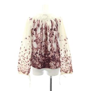 Jean Paul GAULTIER フラワーリーフプリント オフショルダーブラウス 40 ホワイト パープル