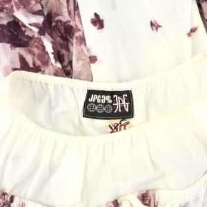 Jean Paul GAULTIER フラワーリーフプリント オフショルダーブラウス 40 ホワイト パープル