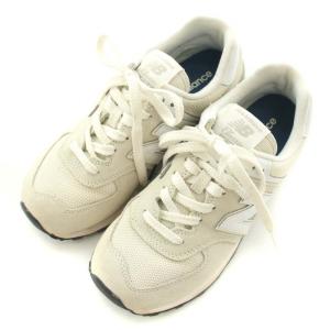 New Balance 23SS ML574 EVW ローカットスニーカー ロゴ スエード 切替 US6 オフホワイト