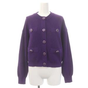 23AWカノコショートカーディガン ニット 長袖 フロントボタン 36 S 紫