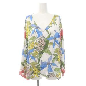GRACE CONTINENTAL フラワープリントフレアトップス カットソー 長袖 Vネック 36 S マルチカラー