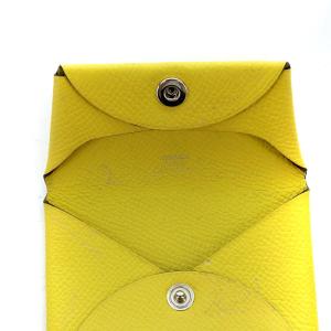 HERMES ヴォーエプソン バスティア コインケース U刻印 レザー 黄 イエロー OH