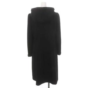 M'S GRACY フリルフードコート スプリングコート ロング ジップアップ ストレッチ 40 黒 ブラック