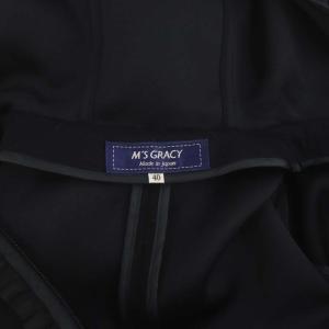 M'S GRACY フリルフードコート スプリングコート ロング ジップアップ ストレッチ 40 黒 ブラック