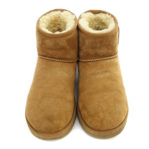 UGG australia クラシック ミニ W CLASSIC MINI ムートンブーツ ショート ロゴ 24cm 茶色 ブラウン 5854