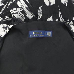 POLO RALPH LAUREN 花柄 カシュクールワンピース ロング丈 ミモレ丈 半袖 0 XS ライトグレー 黒 ブラック