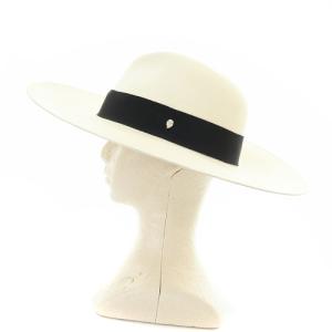 HELEN KAMINSKI ラフィア 中折れ ハットツバ広 F 白 ホワイト 黒 ブラック