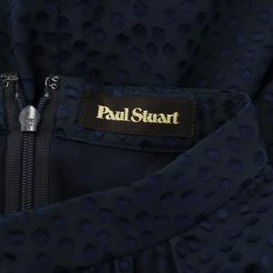 Paul Stuart スクエアドット半袖ワンピース シアー ロング 4 紺 ネイビー