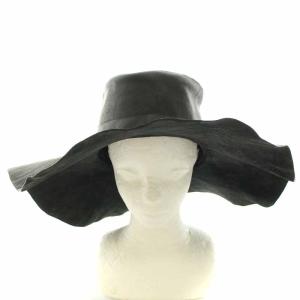 ANN DEMEULEMEESTER 帽子 ハット つば広 レザー ブラック