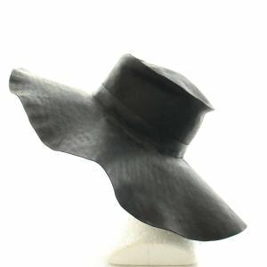 ANN DEMEULEMEESTER 帽子 ハット つば広 レザー ブラック