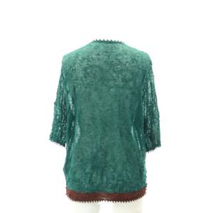 ISSEY MIYAKE ハート 22SS Tシャツ カットソー 半袖 シワ加工 ウール混 2 緑 茶 グリーン ブラウン