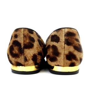 Deuxieme Classe バルダン BALDAN LEOPARD BALLET レオパードバレエシューズ フラット ハラコ 37 24cm 茶色 ブラウン