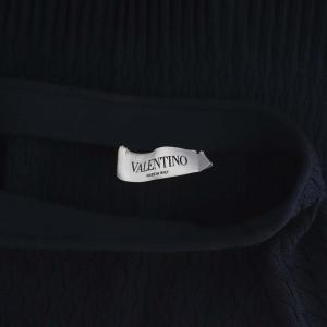 VALENTINO スカート ニット ひざ丈 プリーツ M 紺 ネイビー