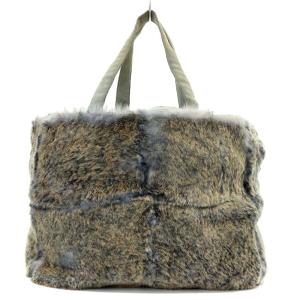 CHANEL ヴィンテージ ハンドバッグ ラビットファー グレー