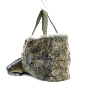 CHANEL ヴィンテージ ハンドバッグ ラビットファー グレー