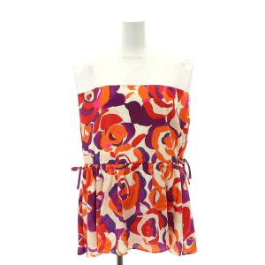 24SS ペイントカラープリントトップ カットソー ノースリーブ 36 オレンジ マルチカラー