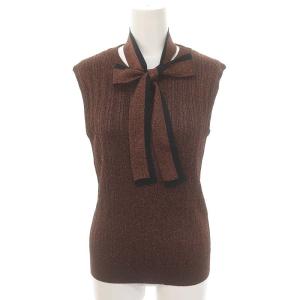 23AW ボウタイラメノースリーブ トップス カットソー タンクトップ プルオーバー 36 S 茶 ブラウン
