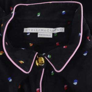 STELLA McCARTNEY シルク総柄シャツ 長袖 前開き 36 黒 ピンク マルチカラー