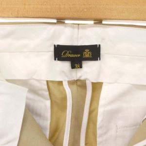 Drawer コットンウェポンベーシックパンツ テーパード タック ジッパーフライ リネン混 38 ベージュ