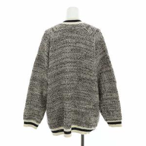 Grace Class ツイードニットカーディガン 長袖 Vネック 36 黒 オフホワイト ピンクゴールド色