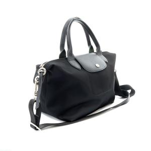 Longchamp ル プリアージュ ネオ トートバッグ ショルダーバッグ 2way ナイロン レザー 黒 ブラック