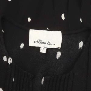 3.1 phillip lim シルクドットノースリーブシャツ ブラウス プルオーバー 0 黒 ブラック 白 ホワイト