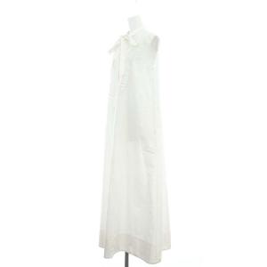 ebure バンドカラーノースリーブロングワンピース シャツワンピース ロング ストライプ 38 白 ホワイト /DF