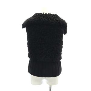 alexanderwang TRICOT ウールニットベスト 前開き ビッグカラー XS 黒 ブラック