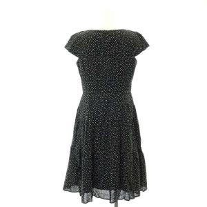 TOCCA 22SS PARLOUR ドレス ワンピース ロング ミモレ フレンチスリーブ ドット ティアード 2 黒 ブラック 白 ホワイト