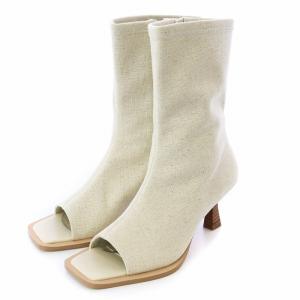 24SS Open toe middle boots オープントゥミドルブーツ スクエアトゥ 変形ヒール